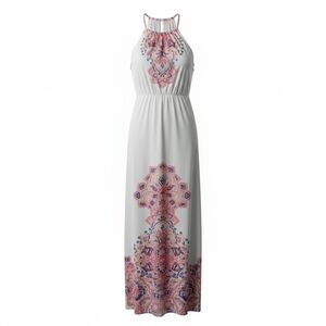 Love Pink and White Patterned Maxi Dress